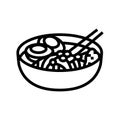 ramyeon noodles korean cuisine line icon vector illustration