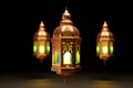 Ramzan celebration Lantern, Arabic culture decor for Eid on white