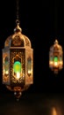 Ramzan celebration Lantern, Arabic culture decor for Eid on white