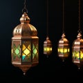 Ramzan celebration Lantern, Arabic culture decor for Eid on white