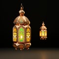 Ramzan celebration Lantern, Arabic culture decor for Eid on white