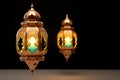 Ramzan celebration Lantern, Arabic culture decor for Eid on white