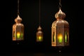 Ramzan celebration Lantern, Arabic culture decor for Eid on white