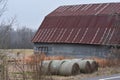 Rusty rotting old barn in Washita Arkansas