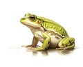 Rana esculenta. Green (European or water) frog on white background. Created with Generative AI technology.