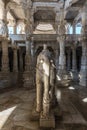 Ranakpur, India - February 2, 2017: Interior of the majestic jainist temple at Ranakpur, Rajasthan, India. Architectural details o