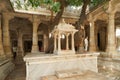 Ranakpur Jain Temple, Chaumukha Mandir, interior with finely carved marble columns with an ancient tree in the center, Rajasthan