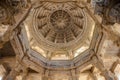 Historic Jain temple detail ceiling architecture in Ranakpur, Rajasthan, India. Built in 1496