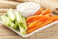 Ranch dressing with carrots and celery Royalty Free Stock Photo