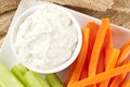 Ranch dressing with carrots and celery Royalty Free Stock Photo