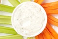 Ranch dressing with carrots and celery Royalty Free Stock Photo