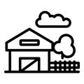 Ranch house with fence icon, outline style Royalty Free Stock Photo