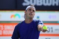 rancisco Cerundolo of Argentina in action during round of 32 match against Felix Auger Aliassime of Canada at 2023 Miami Open en