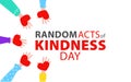 Random acts of kindness day emblem isolated vector illustration. World altruistic holiday event label. Royalty Free Stock Photo