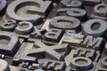 Random arrangement of letterpress lead letters Royalty Free Stock Photo