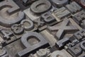 Random arrangement of letterpress lead letters Royalty Free Stock Photo