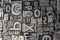 Random arrangement of letterpress lead letters Royalty Free Stock Photo