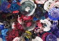 Random beyblade rings and parts riled up Royalty Free Stock Photo