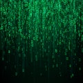 Random binary numbers. Matrix background in green colors. Vector illustration