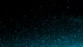 Random blue embers flying sparks particles isolated on the black background for overlay design