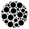 Random circles, dots. Pointillist polka-dots. Scattered circles design element Royalty Free Stock Photo