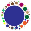 Random circles, dots. Pointillist polka-dots. Scattered colorful, multicolor circles design element