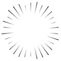 Random circular lines starburst, sunburst. Converging radial, radiating stripes, spokes. Concentric rays, beams. Fireworks, Royalty Free Stock Photo