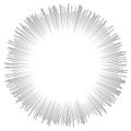 Random circular lines starburst, sunburst. Converging radial, radiating stripes, spokes. Concentric rays, beams. Fireworks, Royalty Free Stock Photo