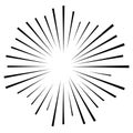 Random circular lines starburst, sunburst. Converging radial, radiating stripes, spokes. Concentric rays, beams. Fireworks, Royalty Free Stock Photo