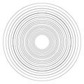 Random concentric circles, rings. Random radial, radiating circle element with thin lines