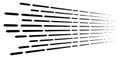 Random 3d dashed lines in perspective. segmented stripes geometric pattern. vanish, diminish streaks. irregular fading strips Royalty Free Stock Photo
