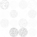 Random dots, circles abstract. Speckles, dotted radial, radiating, circular geometric illustration. Polka-dots, pointillist,