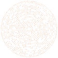 Random dots, circles abstract. Speckles, dotted radial, radiating, circular geometric illustration. Polka-dots, pointillist,