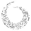 Random dotted, dots, halftone speckles concentric circle.Spiral, swirl, twirl element.Circular and radial lines volute, helix.