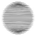 Random dynamic lines circle. Parallel, straight, scatter lines, stripes. Irregular horizontal strips, streaks geometric element.