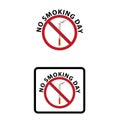 No smoking day icons. Against cigarettes signs. Quit or stop smoking symbols