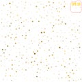 Random falling gold stars on white background. Glitter pattern f