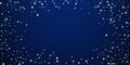 Random falling stars Christmas background. Subtle flying snow flakes and stars on dark blue night background. Royalty Free Stock Photo