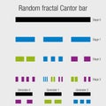 RANDOM FRACTAL CANTOR BAR. Fractal geometry exercise with lines that progressively divides into smaller lines in black color on a
