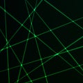 Random Green Laser Mesh. Web of security beams. Vector illustration isolated on dark background