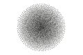 Random halftone. Pointillism style. Background with irregular, chaotic dots, points, circle. Abstract monochrome pattern.