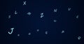 Random letters in the alphabet floating forward in a vast empty space Royalty Free Stock Photo