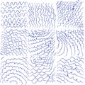 random line art pattern wavy line hand drawing kids hand drawing style blue line texture