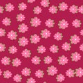 Random little pink daisy flower silhouettes seamless pattern. Bright background. Scrapbook print