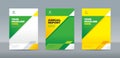 Random modern green, white and yellow triangles cover template