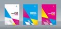 Random modern white, magenta and cyan triangles cover template