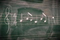 Random music notes on a blackboard Royalty Free Stock Photo
