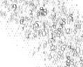 Random numbers 0 and 9. Background in a matrix style. Binary code pattern with digits on screen, falling character.