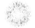 Random numbers 0 and 9. Background in a matrix style. Binary code pattern with digits on screen, falling character. Royalty Free Stock Photo