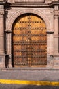 Old Door on Church in Cusco Peru Royalty Free Stock Photo